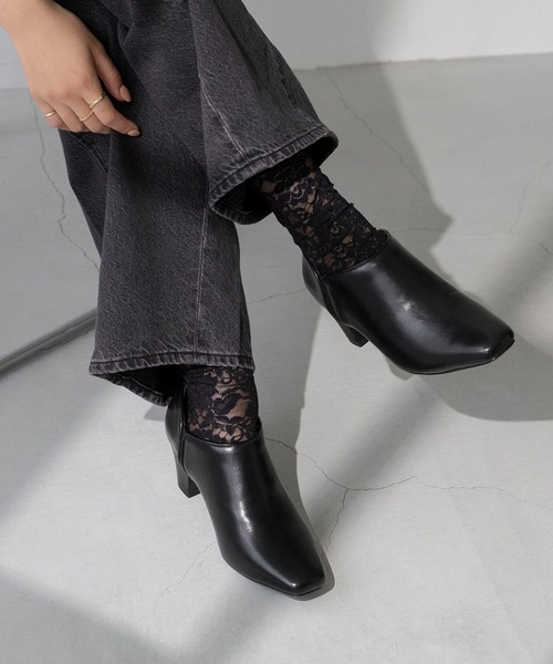 ブーツ 「美人百花2月号掲載」スクエアトゥブーティー レディース ブーツ 「美人百花2月号掲載」スクエアトゥブーティー レディース