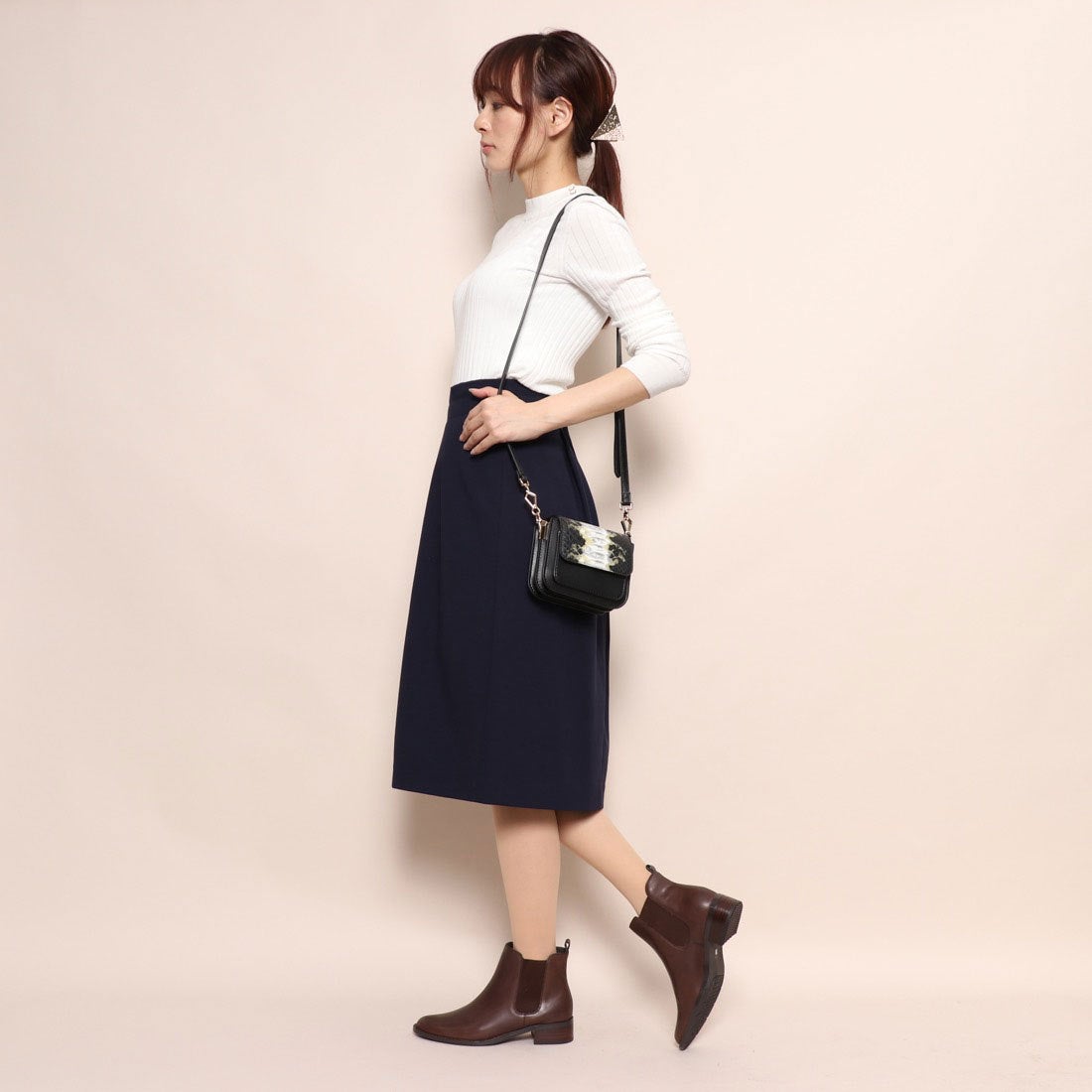 ブーツ 「美人百花2月号掲載」スクエアトゥブーティー レディース ブーツ 「美人百花2月号掲載」スクエアトゥブーティー レディース