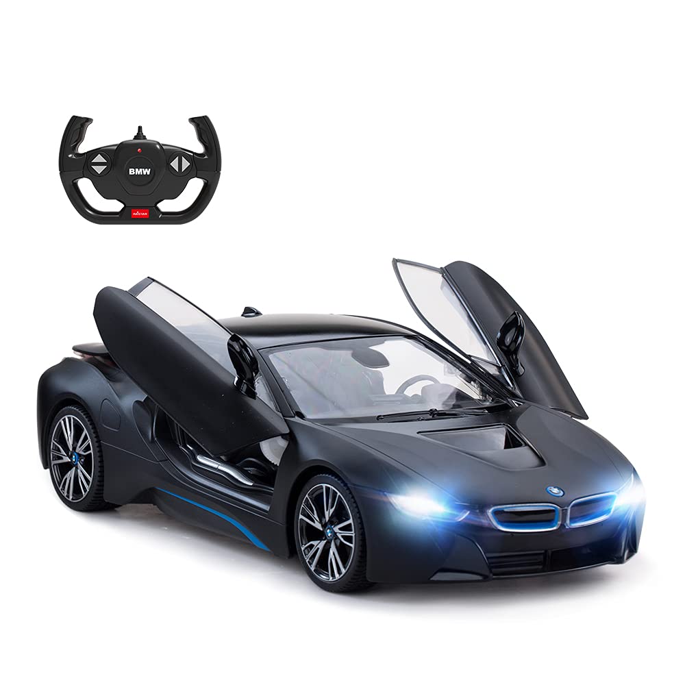 RASTAR BMW ラジコンカー、1/14 BMW i8 R/Cモデルカー、子供向け、コントローラーで左右のドアが自動開閉、黒メタリック塗 RASTAR BMW ラジコンカー、1/14 BMW i8 R/Cモデルカー、子供向け、コントローラーで左右のドアが自動開閉、黒メタリック塗
