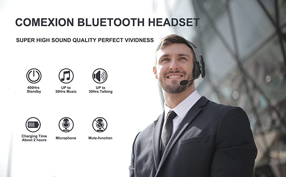 COMEXION Trucker Bluetooth Headset V5.0, Wireless Headset with Noise Cancel COMEXION Trucker Bluetooth Headset V5.0, Wireless Headset with Noise Cancel