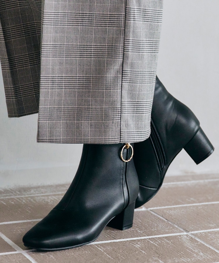 ブーツ 「美人百花2月号掲載」スクエアトゥブーティー レディース ブーツ 「美人百花2月号掲載」スクエアトゥブーティー レディース