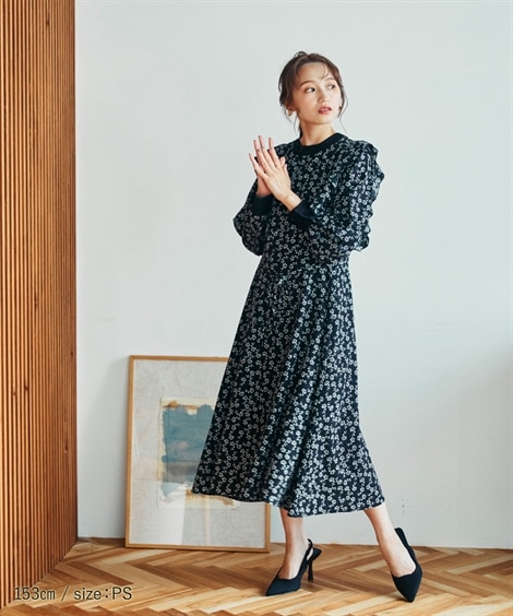 レディース 半袖 ワンピース 花柄 リボン フリル S M ロング丈 ロリータ ガーリー AS11306 レディース 半袖 ワンピース 花柄 リボン フリル S M ロング丈 ロリータ ガーリー AS11306