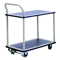 TRUSCO 樹脂台車 グランカート 片袖2段 4輪リングストッパー付 ( TP-704JKRS-4 ) トラスコ中山(株) TRUSCO 樹脂台車 グランカート 片袖2段 4輪リングストッパー付 ( TP-704JKRS-4 ) トラスコ中山(株)