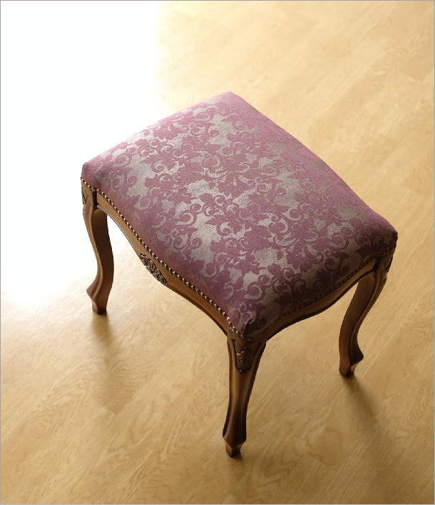 イタリア製家具・エレガントなストライプ柄スツール・ピンク ブラウン脚 Sサイズ51350 猫脚 輸入家具 ヨーロピアン家具 イタリア製家具・エレガントなストライプ柄スツール・ピンク ブラウン脚 Sサイズ51350 猫脚 輸入家具 ヨーロピアン家具