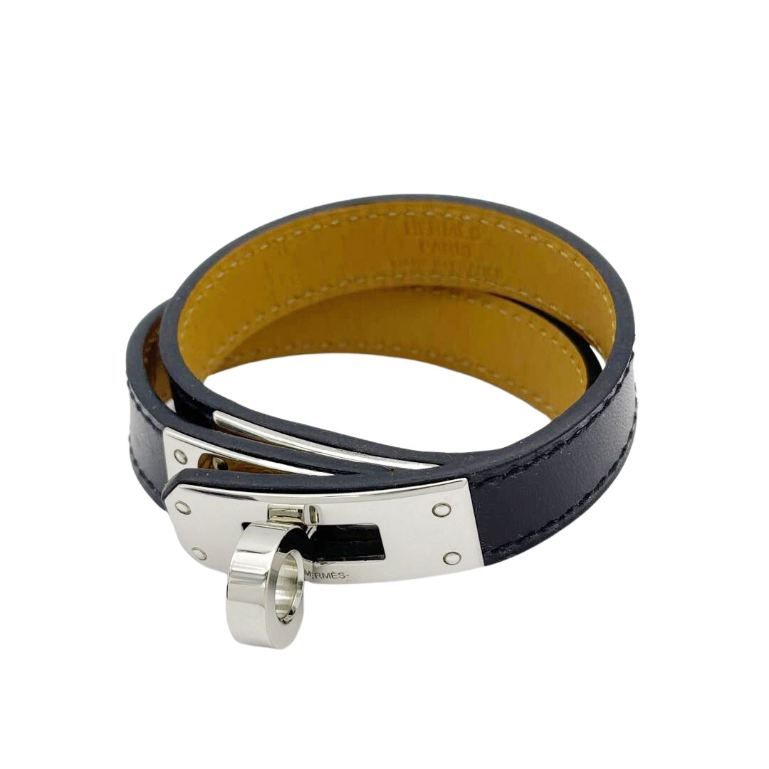 エルメス ブレスレット/ケリードゥブルトゥール/メタル素材/レザー/シルバー/ブラック エルメス ブレスレット/ケリードゥブルトゥール/メタル素材/レザー/シルバー/ブラック