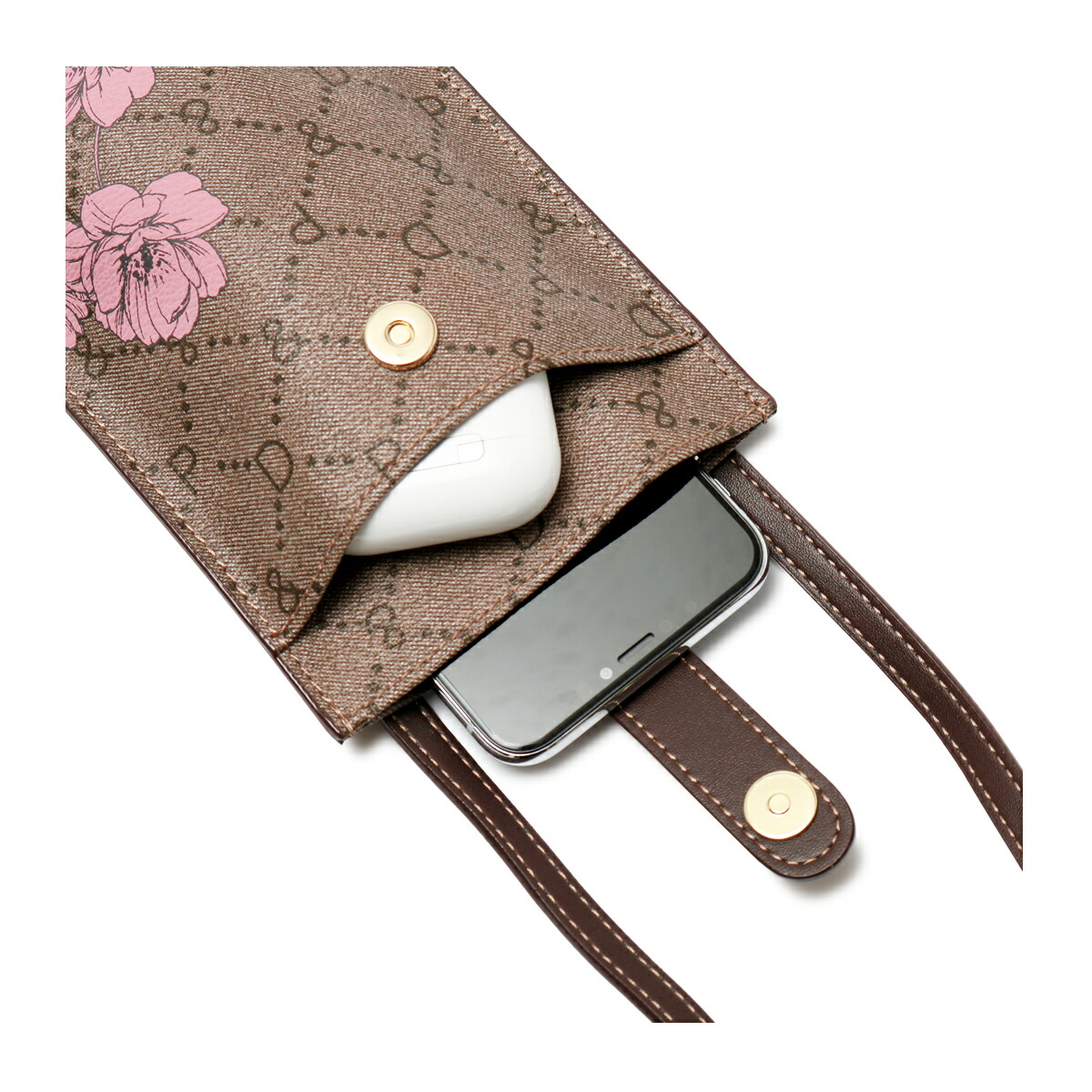 ピンキー&ダイアン ピンキーアンドダイアン スマホショルダー スマホケース レディース ブランド レザー ブラウン/ブラック ピンキー&ダイアン ピンキーアンドダイアン スマホショルダー スマホケース レディース ブランド レザー ブラウン/ブラック