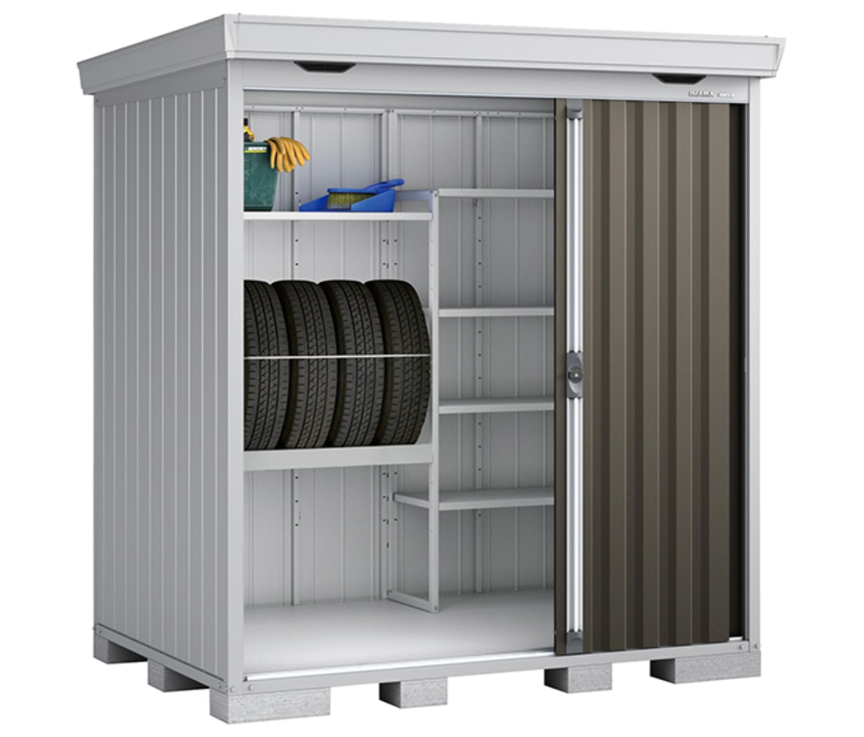 物置 屋外 イナバ物置 フォルタウィズ FW-1818+15KS 右側開放スペース スタンダード 一般型 チャコールグレー [製品5年保証] 収納