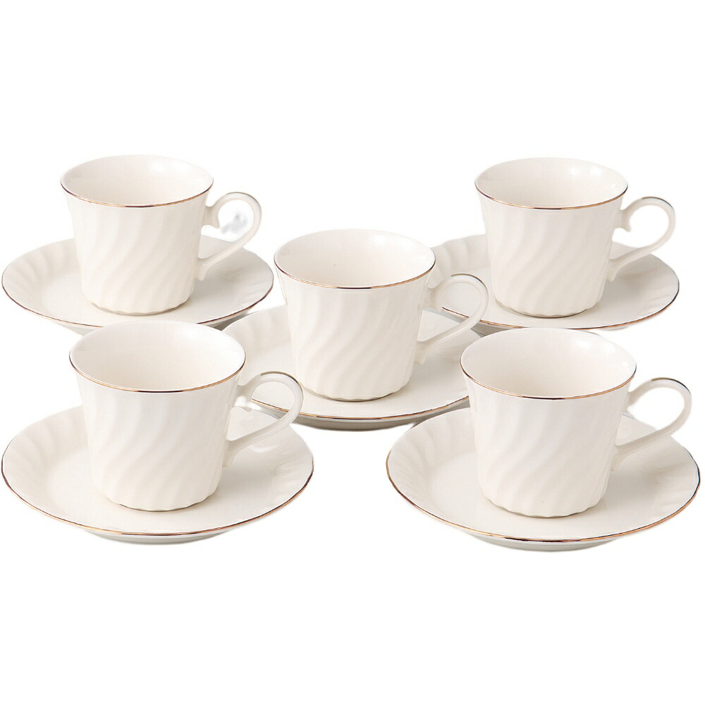 コーヒーカップ 5客 セット NB/K 中玉 カップ＆ソーサー 磁器 美濃焼 日本製 食洗機対応 電子レンジ対応 カフェ 喫茶店 店舗 来客用 シンプル かわいい おしゃ…