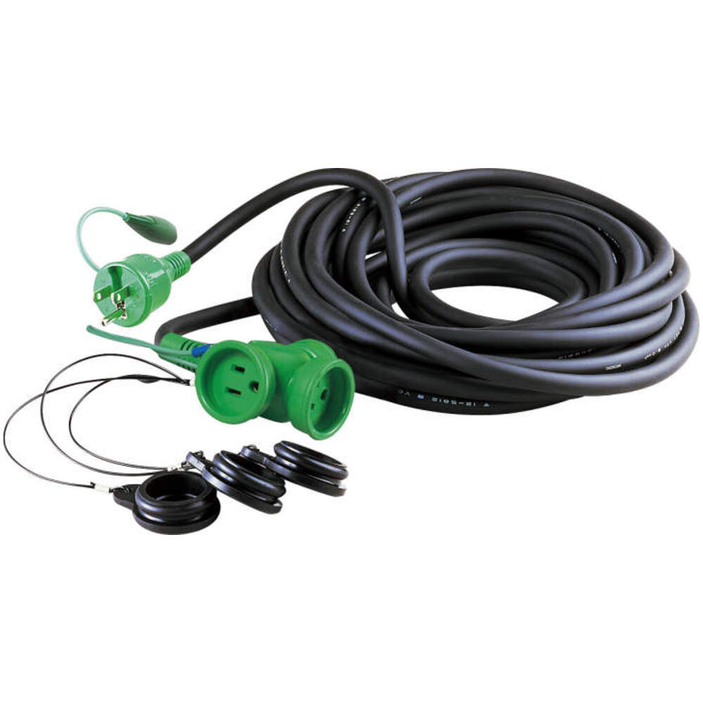 ■NICHIDO トリプルポッキン延長コード 防雨型トリプルポッキン アース付 防雨キャップ付 20m[店頭受取不可]