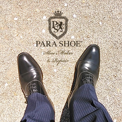 PARASHOE 革底 内羽根 ストレートチップ（キャップトゥ）ビジネスシューズ（革靴 紳士靴）黒 2E（EE）22cm〜30cm/グッドイヤーウェルト製法・日本製