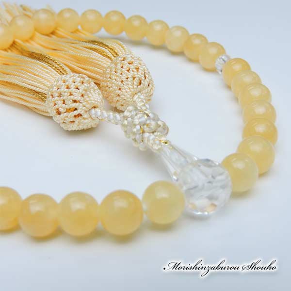 高級京念珠「喜芳工房」圧縮 トルコ石 ８ミリ念珠 女性用 正絹房 (正絹房 略式数珠 ターコイズ 12月の誕生石 念誦 じゅず )