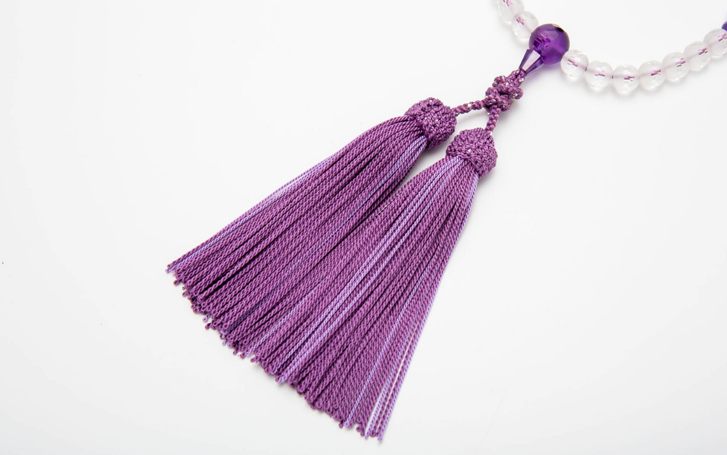 数珠 京念珠 女性用 水晶丸玉5mm 水晶切子・紅水晶交互仕立 正絹蛍房 ピンクに薄桃