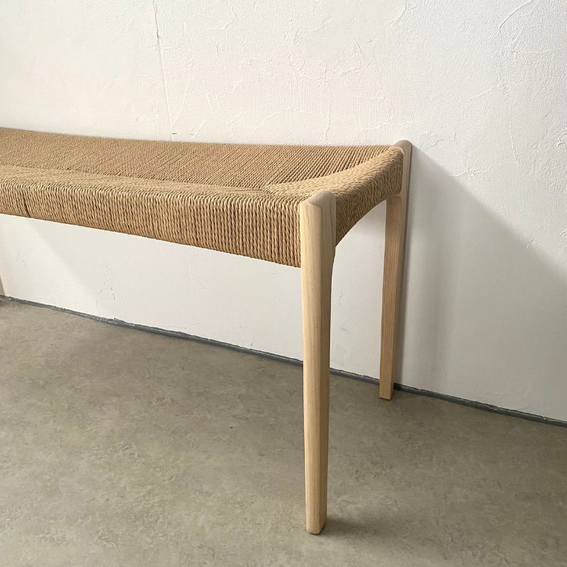 ダイニング ベンチ 約幅105×奥行36×高さ46cm ブラウン 天然木 木製 ペーパーコード 完成品 インテリア家具