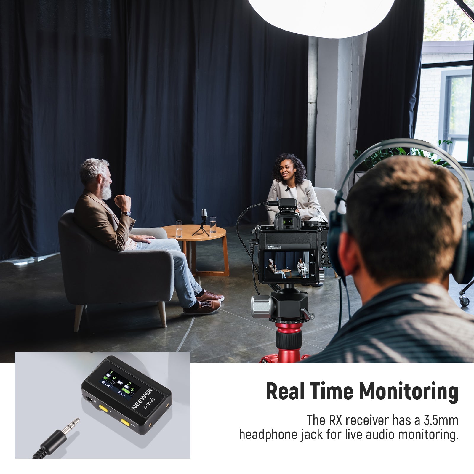 Neewer CM28 Wireless Lavalier Microphone System with Charging Case, 2 Mic Clips, 1 Click Noise Canceling, 4GB Storage, 9H Playtime, Lavalier Lapel Mic