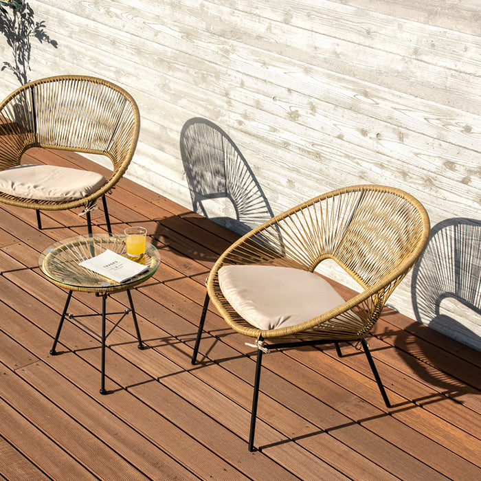 籐(ラタン)家具 籐リビング3点セット