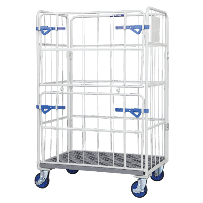 (運賃見積り)(直送品)ワコー 床板プラスチック製カゴ車 1100x800x2000 WKP-1180H