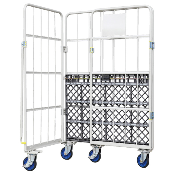 (運賃見積り)(直送品)ワコー 床板プラスチック製カゴ車 1100x800x2000 WKP-1180H