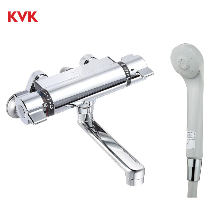 [KF800TJS]　KVK サーモスタット式シャワー KF800シリーズ 170mmパイプ付 ヘッド：浄水 ホース：白1.6ｍ ハンガー：白