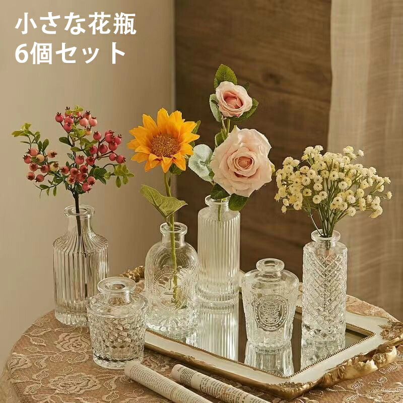 paisener クリアガラス花瓶 花用 6個セット ヒヤシンスの球根を強制する花瓶、センターピース用の小さな花瓶 装飾的なつぼみ 並行輸入品