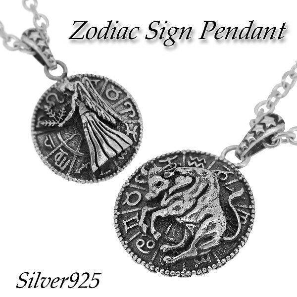 AOBOCO 925スターリングシルバー 12星座 ホロスコープ 星座 ペンダント ネックレス スワロフスキークリスタル付き クリ 並行輸入品