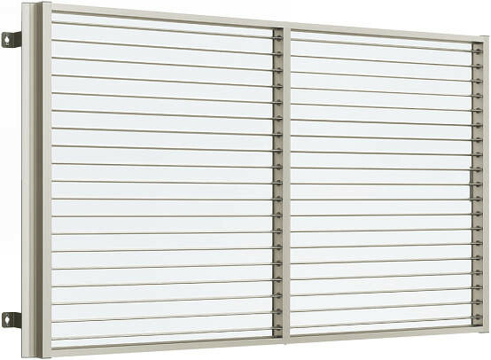 YKKAP窓まわり 目隠し 多機能ルーバー 上下同時可動タイプ[引き違い窓用] たて隙間隠し付枠：[幅1235mm×高1350mm]【ア