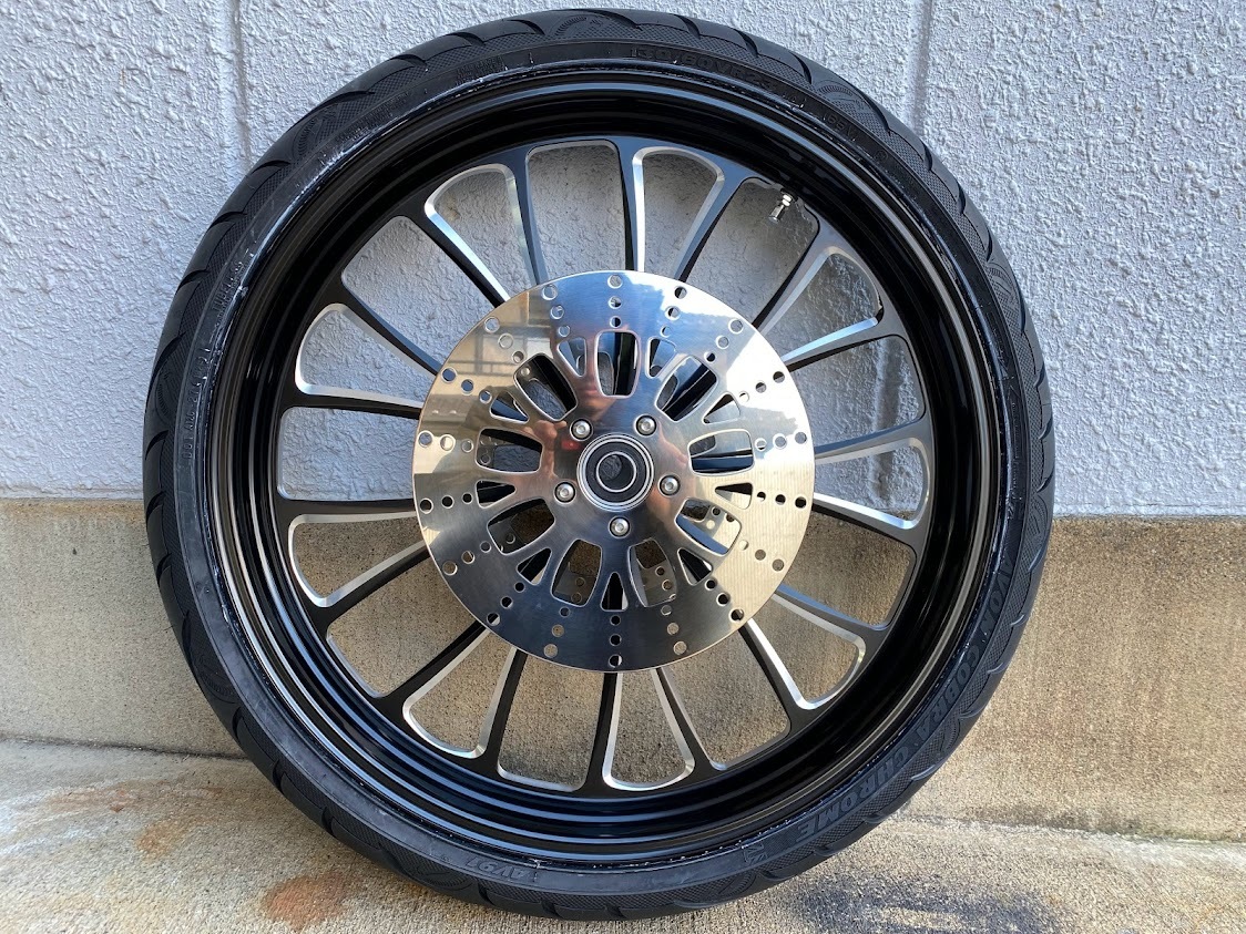 ホイール 2000-2007ハーレー・チョーメ23インチ前輪フローティングローター「毒」 2000-2007 Harley Chorme 23 inch Front Wheel Floating Rotors \