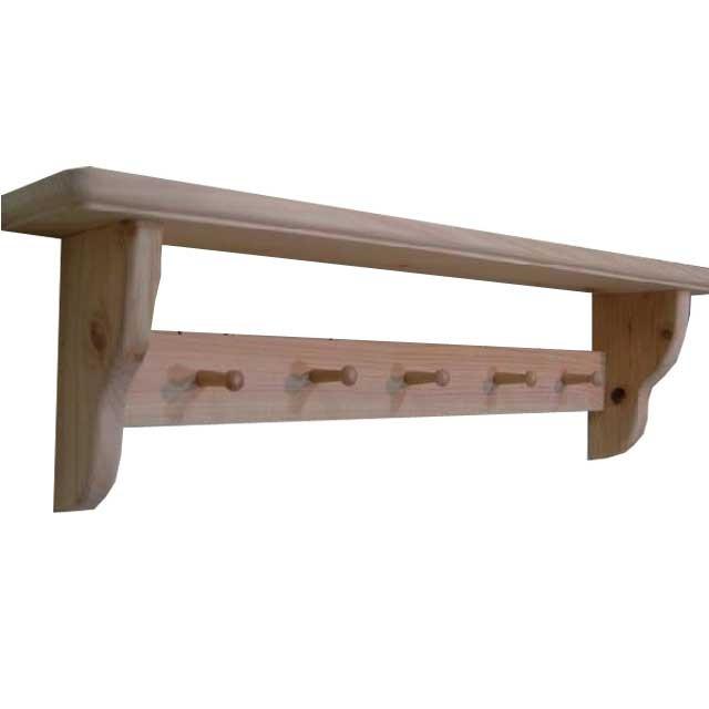 シェルフ ペグ付き 無塗装白木 w60d11h19cm ロング 受注製作