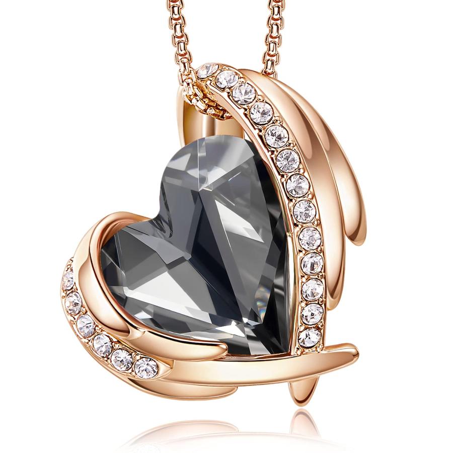 CDE ラブハートペンダントネックレス レディース シルバートーン ローズゴールドトーン クリスタル 誕生石 クリスマスジュエリー 並行輸入品