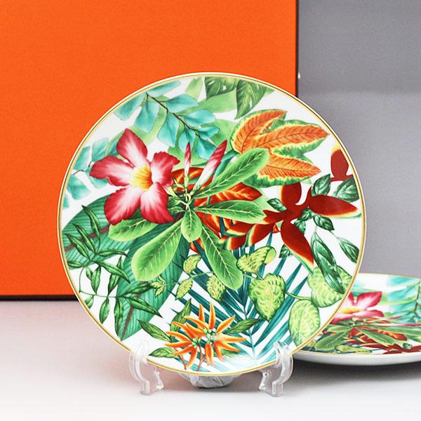 2点セット エルメス HERMES パシフォリア 044007 丸型 プレート デザートプレート 21cm 絵皿 装飾 陶器