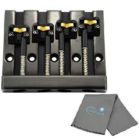 Hipshot 4 String KickAss Bass Bridge Bundle with a Lumintrail Polishing Cloth (Black) 並行輸入品