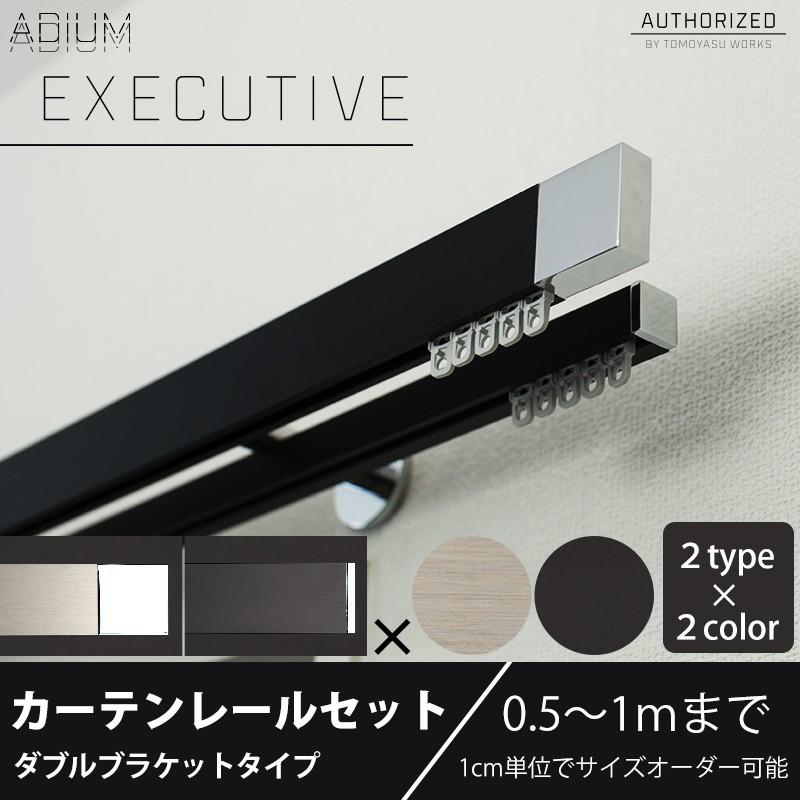 カーテンレール ダブルセット アイアン ADIUMシリーズ EXECUTIVE エグゼクティブ 0.5〜1mまで