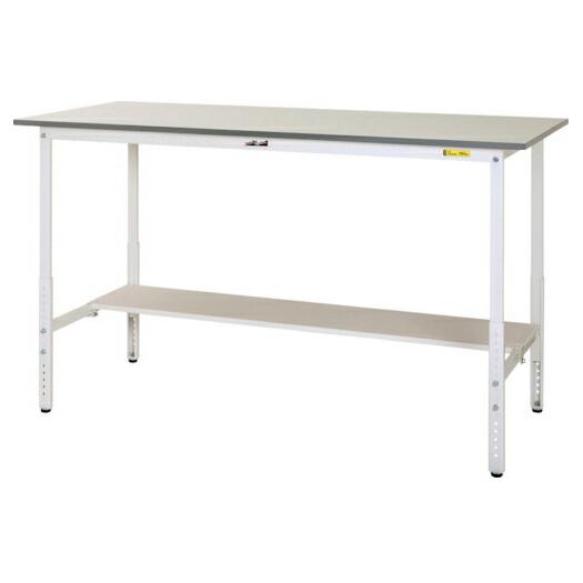 ####u.ヤマキン/山金工業ワークテーブル 150シリーズ 固定式 高さ調整タイプ H900mm〜H1200mm 半面棚板付 組立式