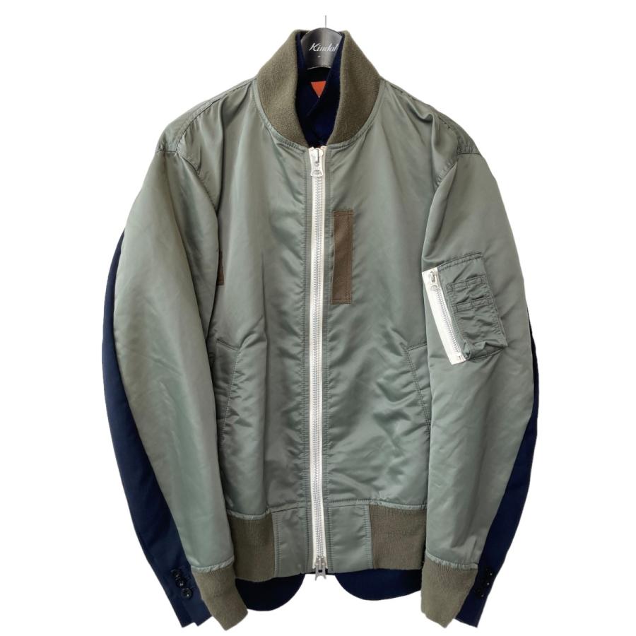 サカイ sacai Suiting blouson MA-1ジャケット 21-02457M オリーブ、ネイビー サイズ：1