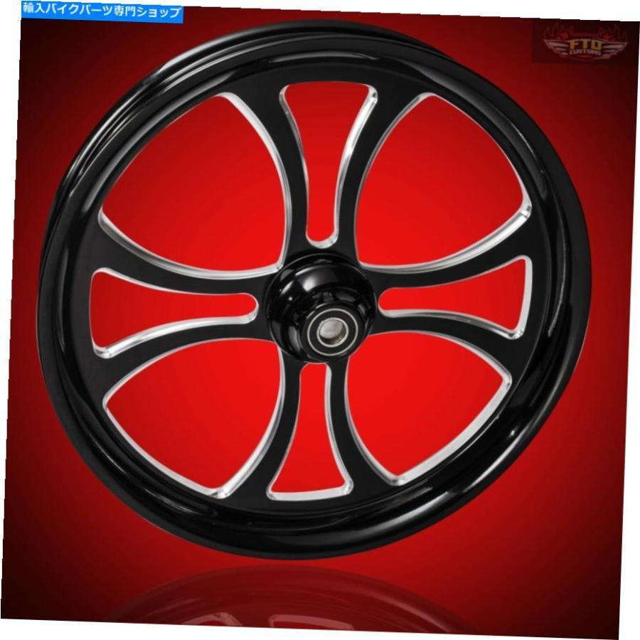 ホイール 2000-2007ハーレーブラックコントラスト26インチ前輪＆フローティングローター「マルタ」 2000-2007 Harley Black Contrast 26 inch Front W