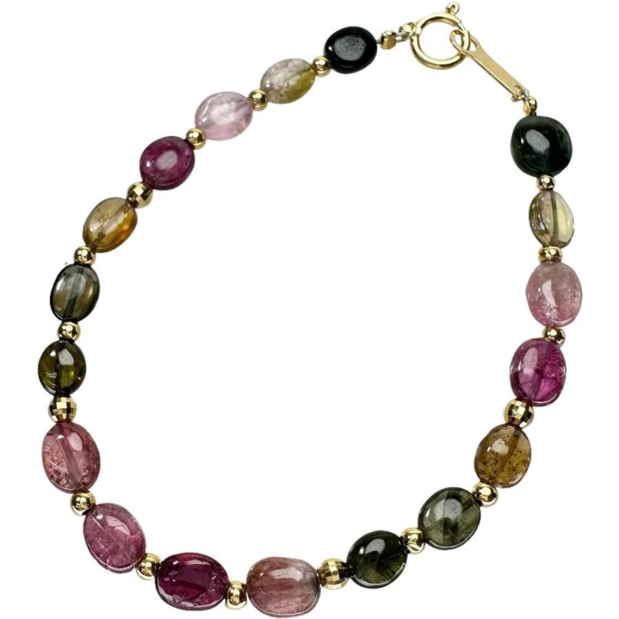 マルチカラートルマリン ブレスレット K18ゴールド 4.3g 16.5cm レディース