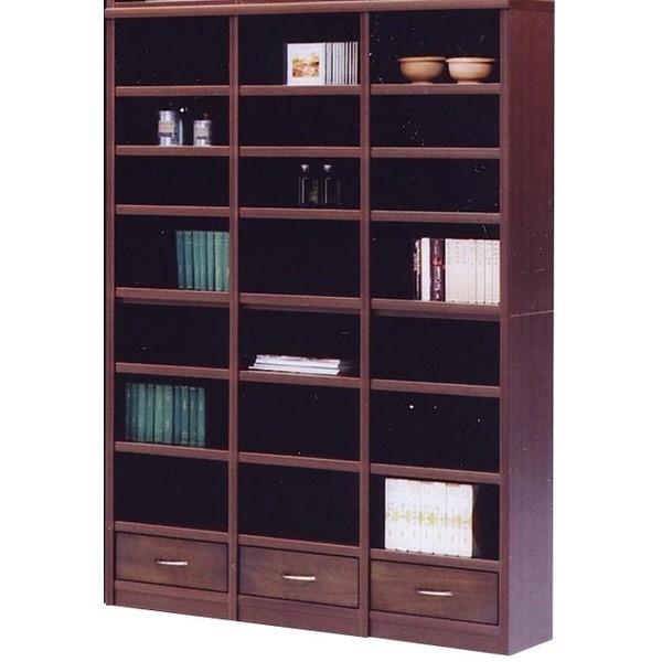 オープンラック 収納棚 幅129cm ブラウン 木製 棚板 引き出し収納付 日本製 Glacso2 グラッソ2 完成品 開梱設置〔代引不可〕