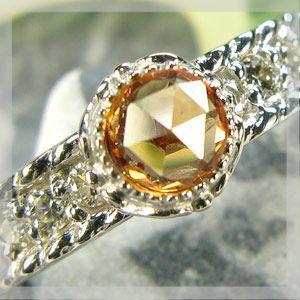 ローズカットオレンジサファイア k18 リング ダイヤモンド付 指輪