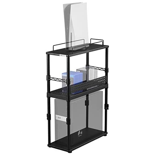 Bauhutte ( バウヒュッテ ) ゲーム機収納ラック ディスプレイタイプ BHS-600G-BK 昇降式 ( 幅25奥行60cm ) ブラ