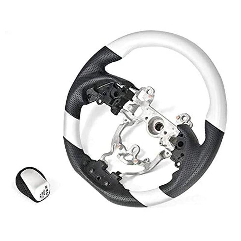 HELIOS ZVW50 50系 前期 後期 プリウス ホワイト ガングリップ ステアリング & シフトノブ セット PVC レザー PHV