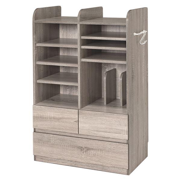 ランドセルラック グレー キャスター付 可動棚 引出し収納 組立品〔代引不可〕