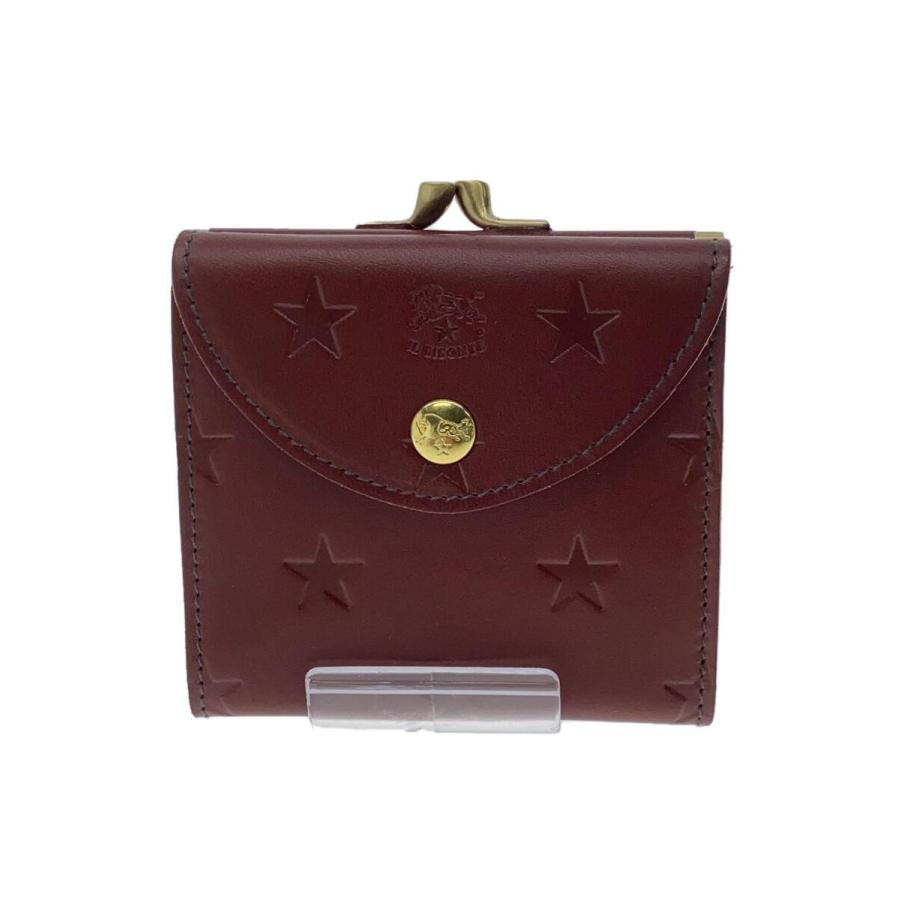 IL BISONTE◆がま口2つ折りウォレット/エンボスロゴ/財布/レザー/ブラウン/メンズ