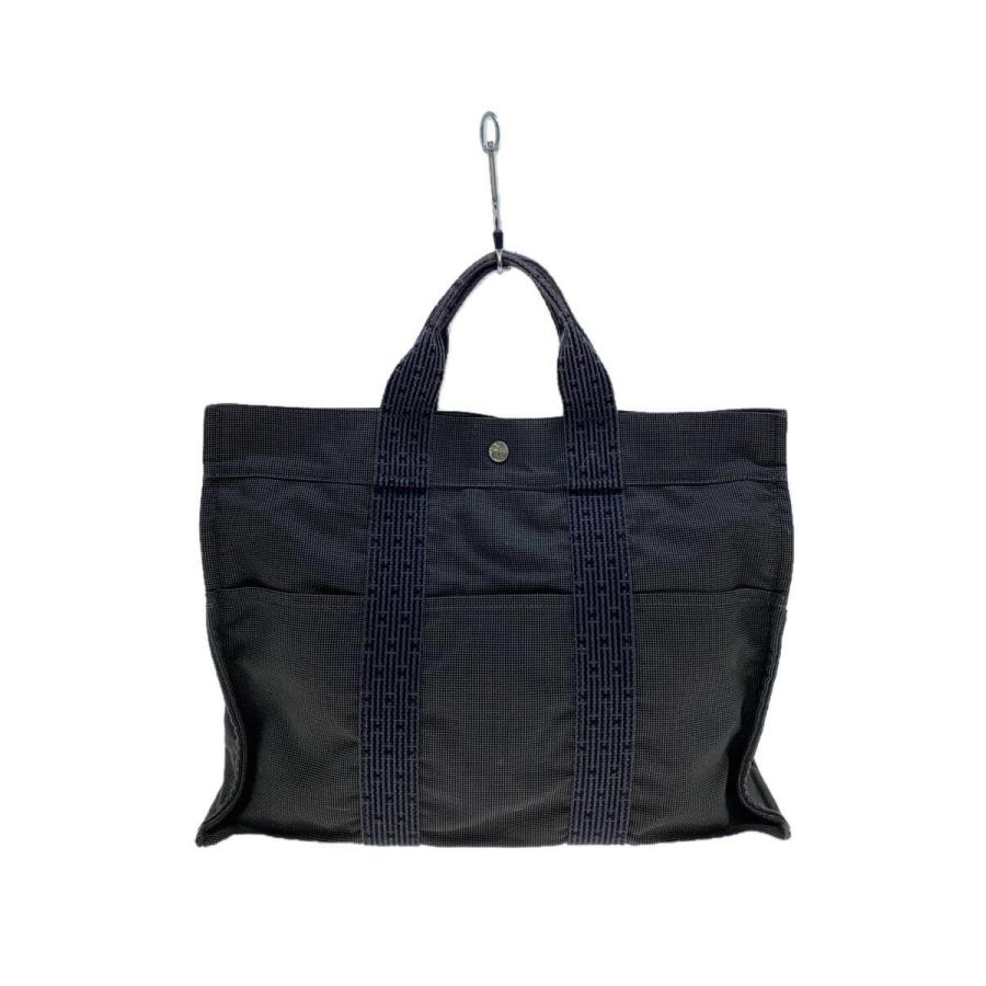 HERMES◆トートバッグ/キャンバス/GRY/無地
