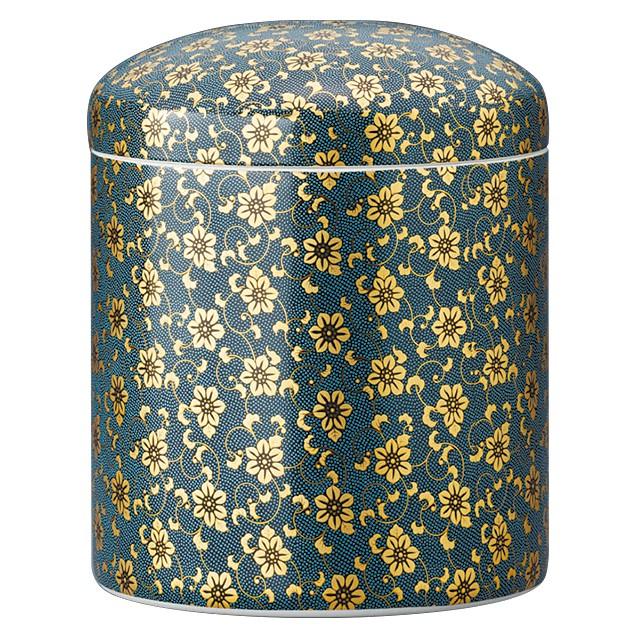 骨壷（骨壺） 九谷焼 青粒鉄仙 4寸（骨つぼ 分骨 納骨 手元供養）