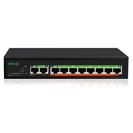 TEROW Link TXE143 10 Port Gigabit PoE Ethernet Network Switch | Unmanaged Ethernet Spiltter | 8 PoE Port 120W | 802.3af Compliant | Plug ＆ Play | Shi