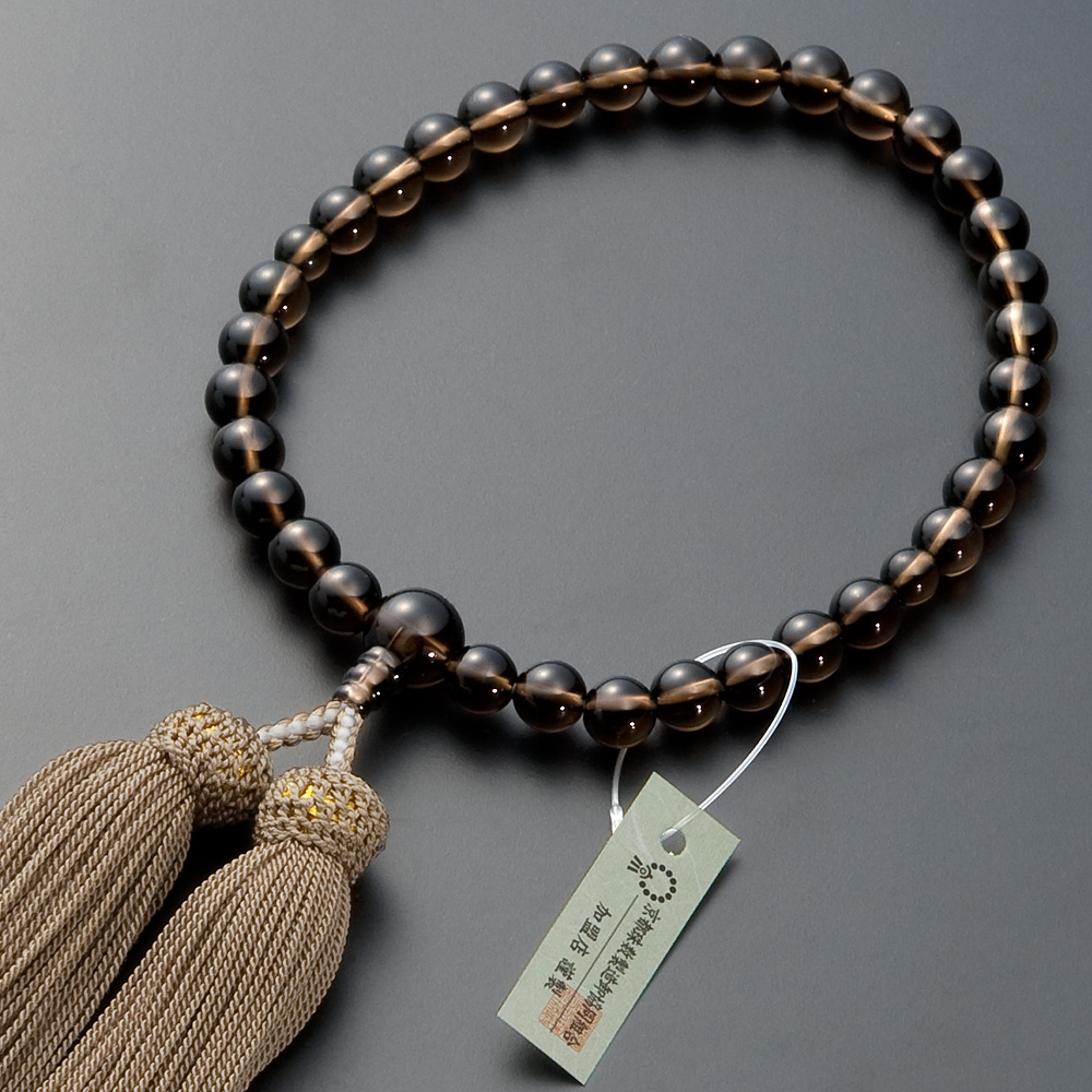 女性用お数珠　茶水晶　朱色房　曹洞宗