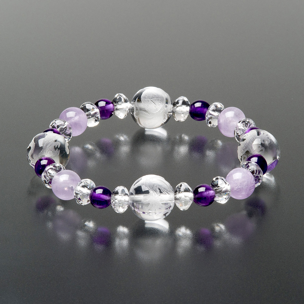 数珠ブレスレット 女性用 男性用 紫水晶 共玉 108珠 小 Pケース入 送料無料 藤雲石 アメジスト 京念珠 腕輪数珠