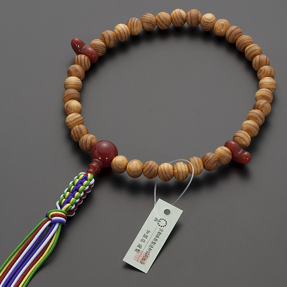 女性用のお数珠　縞瑪瑙　丸玉　正絹房