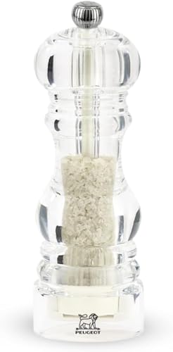 プジョー PEUGEOT 調味料入れ ソルトミル 塩 透明 アクリル製 粗さ調節 容量30g・18cm 手動 フランス製 ナンシー 32456