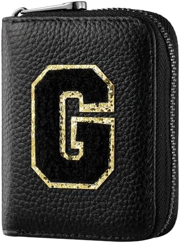 Lightbird Initial Genuine Leather Credit Card Holder Zipper Wall 並行輸入品