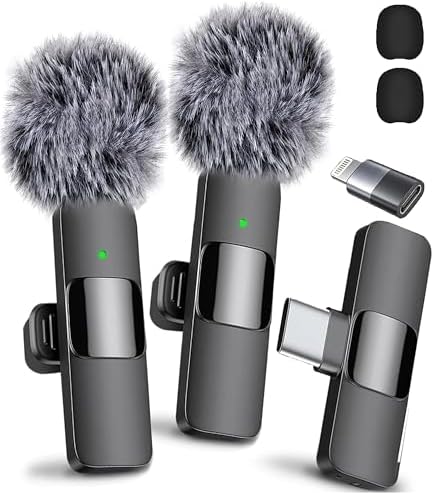 NUNUWE Wireless Lavalier Microphone for iPhone iPad, Mini Lapel Wireless Microphone for Video Recording, TikTok Facebook Live Steam, Youtubers, Vlogge